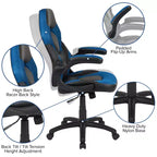Fauteuil de bureau ergonomique pivotant réglable Flash Furniture X10 pour gamer avec accoudoirs relevables