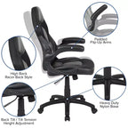 Fauteuil de bureau ergonomique pivotant réglable Flash Furniture X10 pour gamer avec accoudoirs relevables