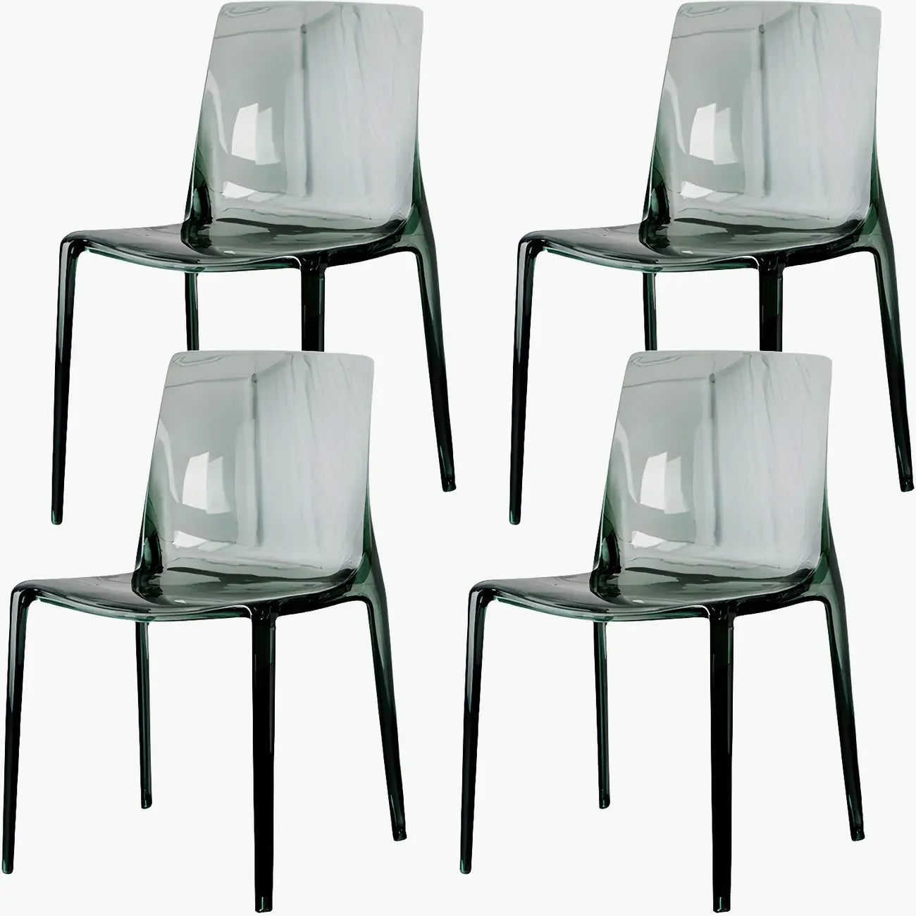Chaise de salle à manger en acrylique ambré sans accoudoirs et à dossier bas