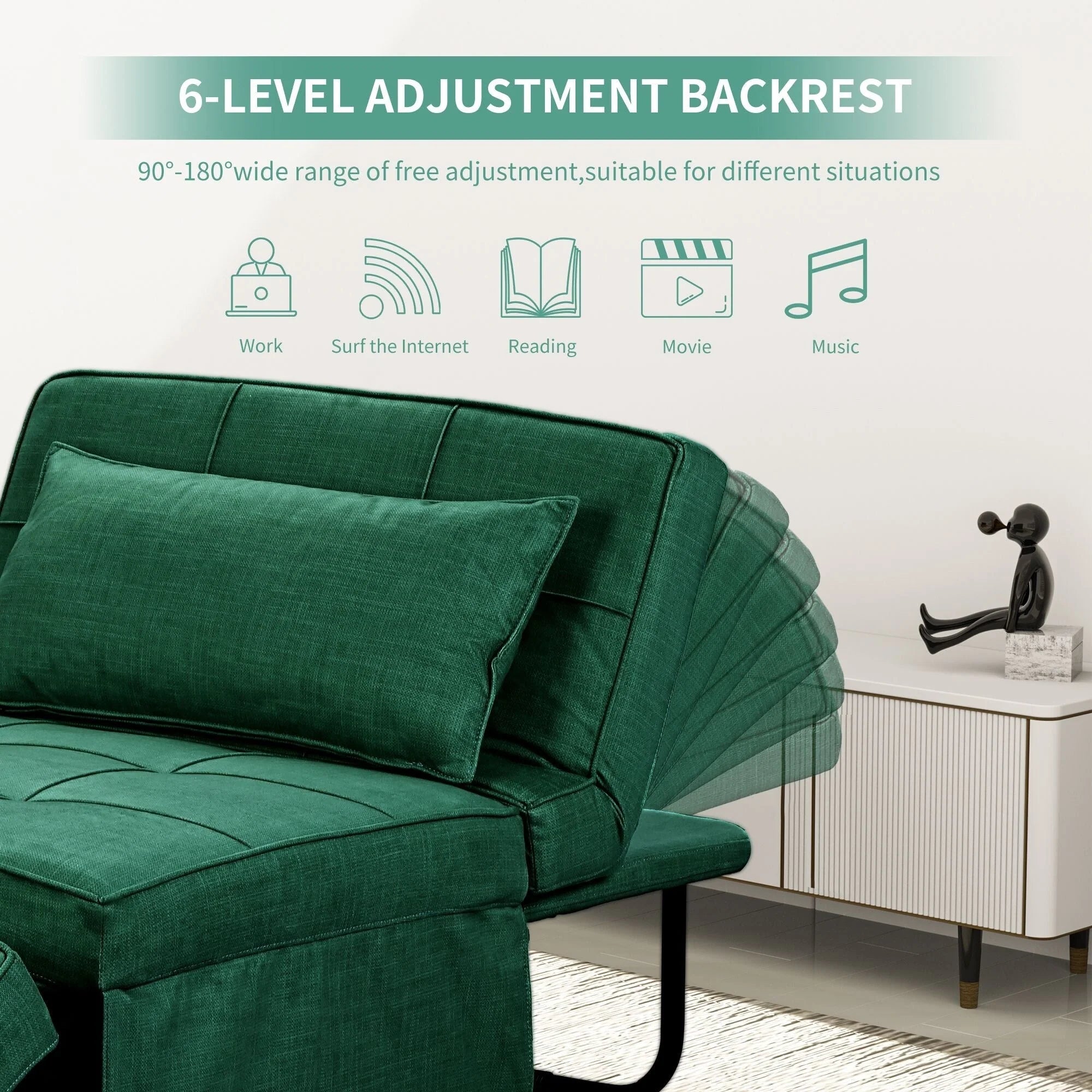Canapé Convertible Lit Canapé Fauteuil Ottoman Pliant Fauteuils Inclinables pour Salon