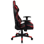 Chaise de jeu ergonomique Emma et Oliver Racing avec dossier entièrement inclinable en cuir synthétique rouge