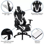 Chaise de jeu ergonomique Emma and Oliver Racing avec dossier inclinable et repose-pieds en similicuir rouge