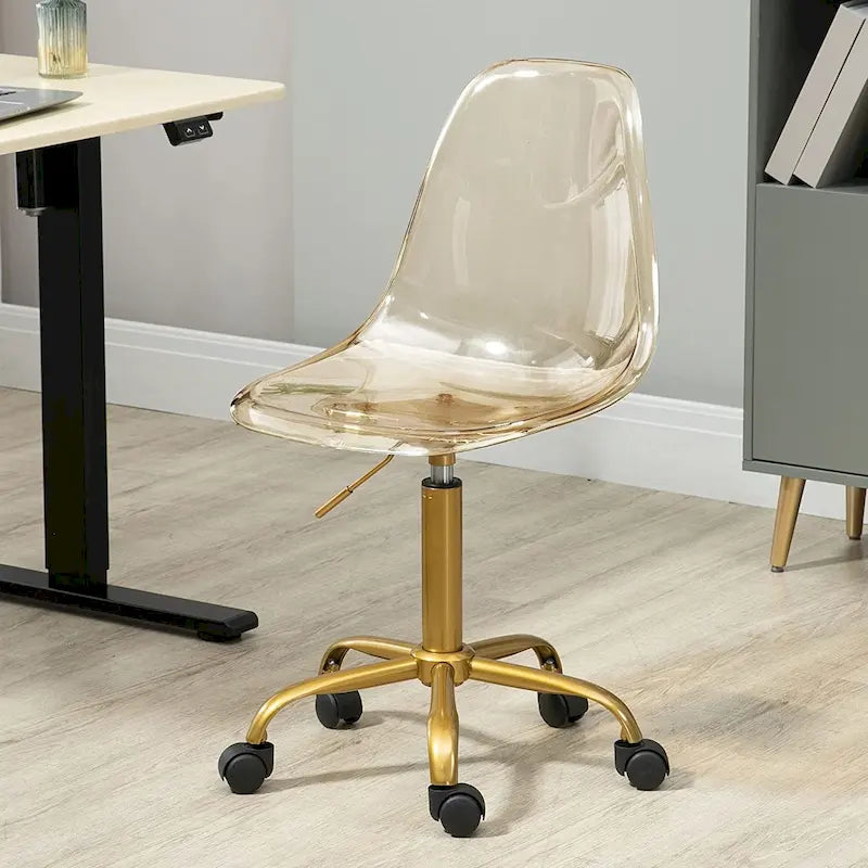Chaise de bureau à roulettes sans accoudoirs, réglable en hauteur, en acrylique pivotant