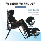 Fauteuil de relaxation zéro gravité XL surdimensionné et rembourré, avec accoudoirs plus larges, inclinable et porte-gobelet - N/A