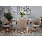 Chaise à roulettes pivotante et inclinable avec coussin pour repas décontractés