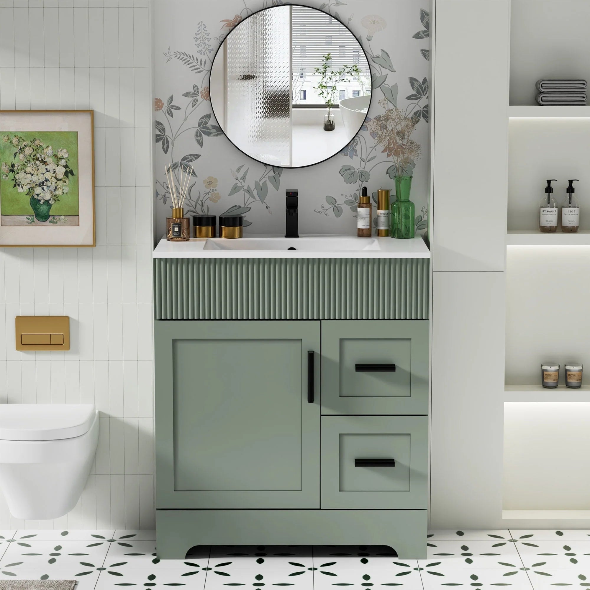 Meuble-lavabo Wavy Line 30/36/48 avec évier et robinet