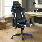 Chaise de Massage et de Gaming Inclinable et Pivotante Costway avec Soutien Lombaire Blanche\Bleue\Grise\Rouge