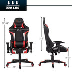 Chaise de bureau de jeu de massage inclinable et pivotante Costway avec support lombaire