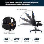 Chaise de bureau de jeu de massage inclinable et pivotante Costway avec support lombaire