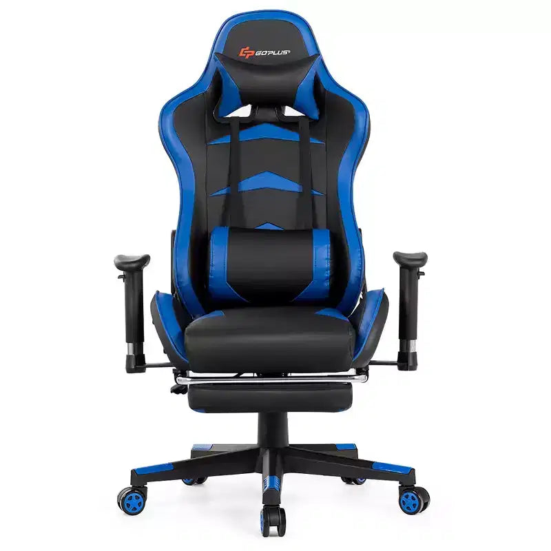 Costway Chaise de bureau gamer inclinable et pivotante avec repose-pieds de massage