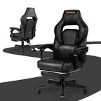 Costway Fauteuil de Massage Gaming Inclinable, Fauteuil de Bureau de Course pour Ordinateur avec Repose-Pieds Blanc/Noir/Bleu/Rouge