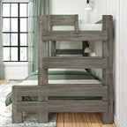 Lits superposés Max & Lily, jumeaux sur lits doubles, lits superposés modernes en bois massif de style ferme pour enfants