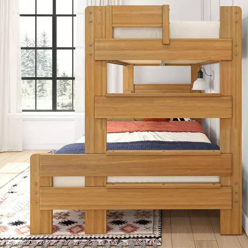 Lits superposés Max & Lily, jumeaux sur lits doubles, lits superposés modernes en bois massif de style ferme pour enfants