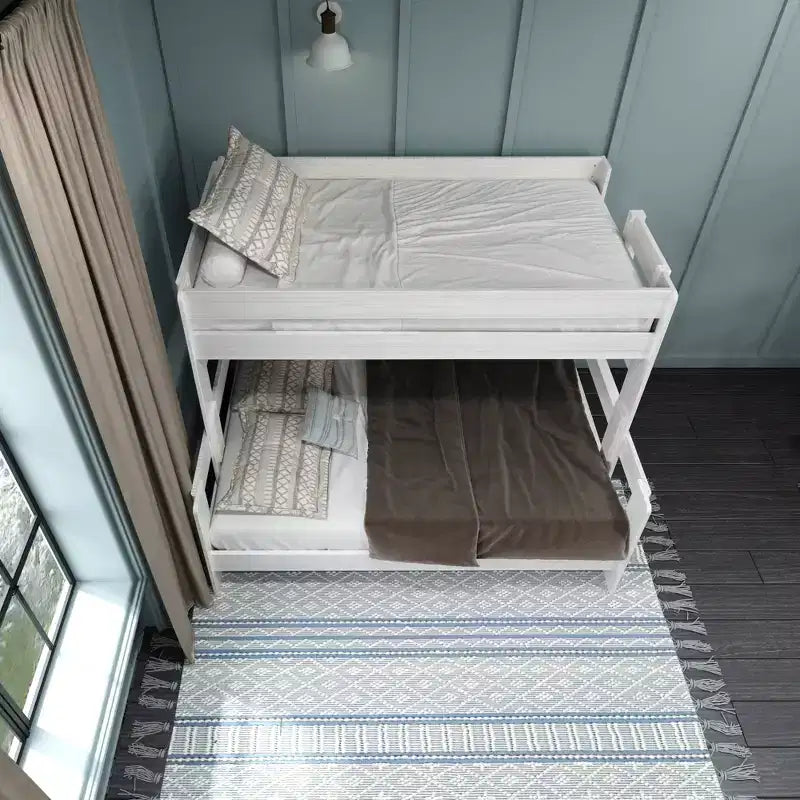 Lits superposés Max & Lily, jumeaux sur lits doubles, lits superposés modernes en bois massif de style ferme pour enfants