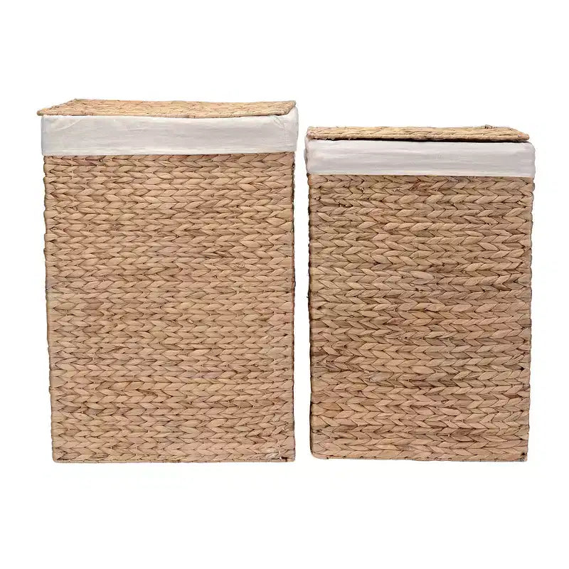 Hastings Home Set of 2 Handmade Wicker Laundry Hampers with Lids (Natural)