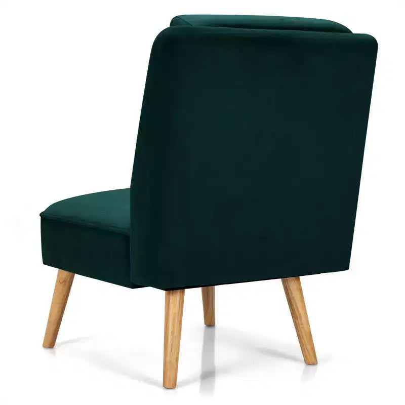 Costway Lot de 2 fauteuils d'appoint en velours, fauteuil simple, fauteuil de loisirs avec cadre en bois