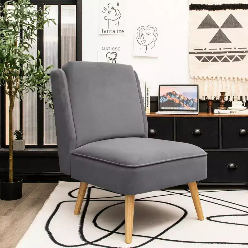 Costway Lot de 2 fauteuils d'appoint en velours, fauteuil simple, fauteuil de loisirs avec cadre en bois