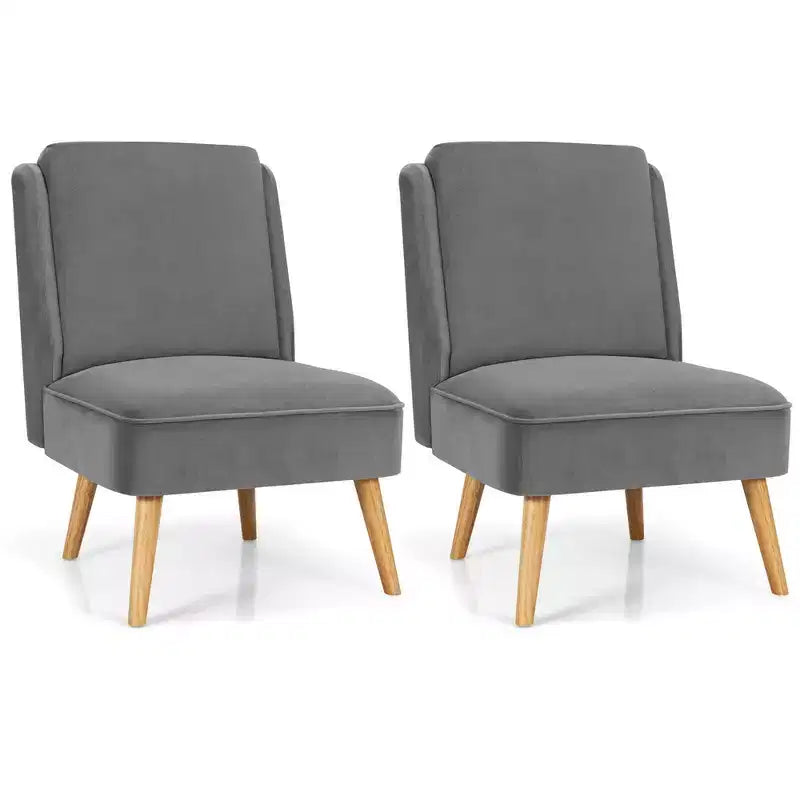 Costway Lot de 2 fauteuils d'appoint en velours, fauteuil simple, fauteuil de loisirs avec cadre en bois
