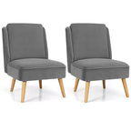 Costway Lot de 2 fauteuils d'appoint en velours, fauteuil simple, fauteuil de loisirs avec cadre en bois