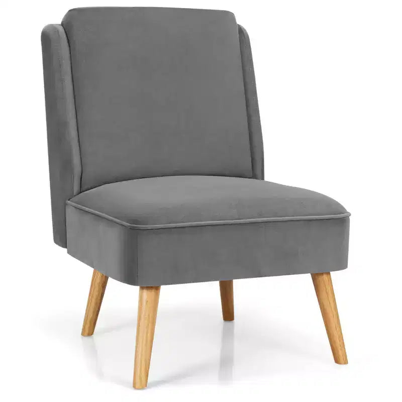 Costway Lot de 2 fauteuils d'appoint en velours, fauteuil simple, fauteuil de loisirs avec cadre en bois