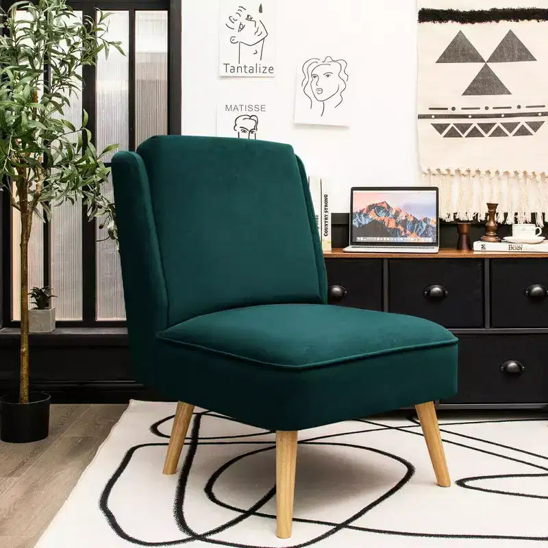 Costway Lot de 2 fauteuils d'appoint en velours, fauteuil simple, fauteuil de loisirs avec cadre en bois