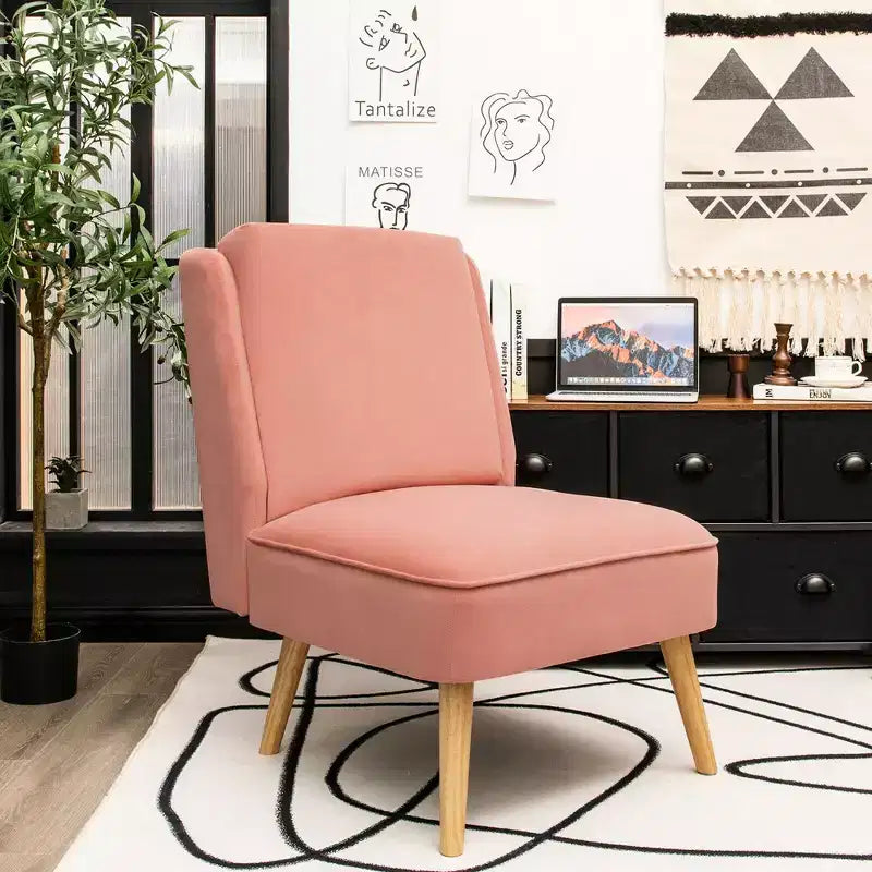 Costway Lot de 2 fauteuils d'appoint en velours, fauteuil simple, fauteuil de loisirs avec cadre en bois