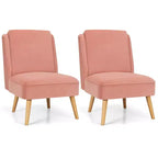 Costway Lot de 2 fauteuils d'appoint en velours, fauteuil simple, fauteuil de loisirs avec cadre en bois