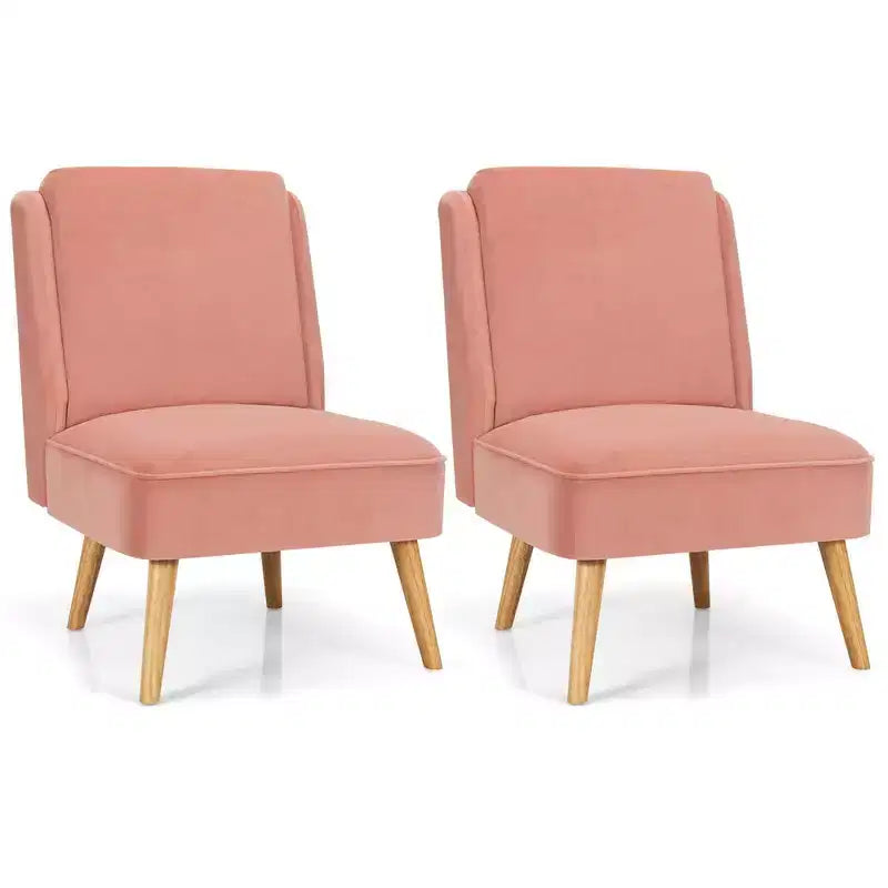 Costway Lot de 2 fauteuils d'appoint en velours, fauteuil simple, fauteuil de loisirs avec cadre en bois