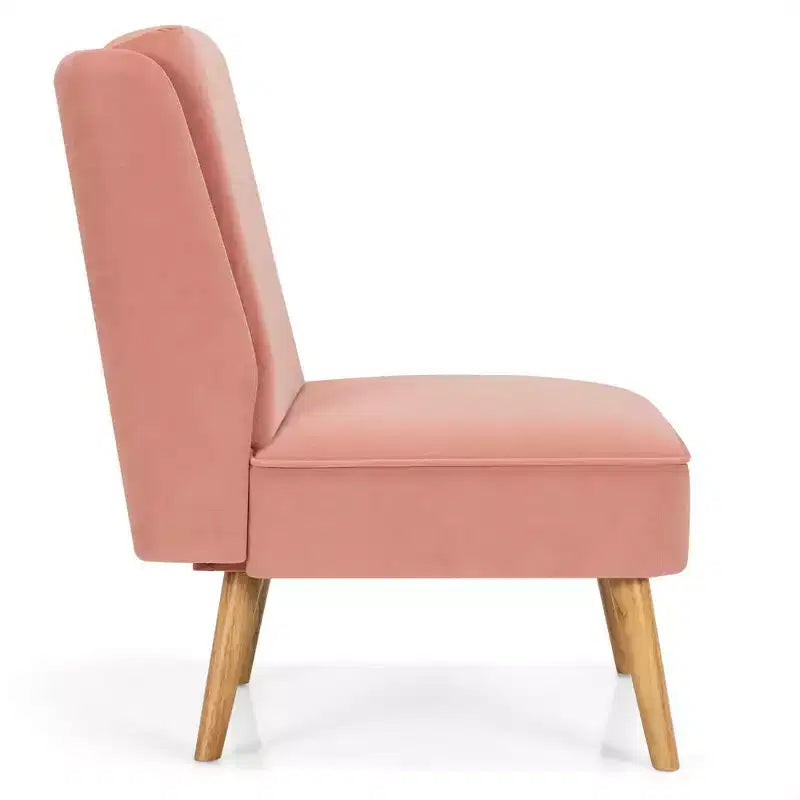 Costway Lot de 2 fauteuils d'appoint en velours, fauteuil simple, fauteuil de loisirs avec cadre en bois