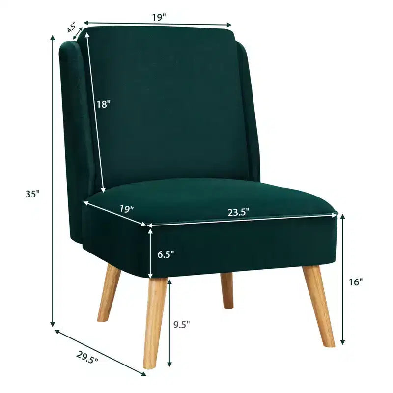 Costway Lot de 2 fauteuils d'appoint en velours, fauteuil simple, fauteuil de loisirs avec cadre en bois