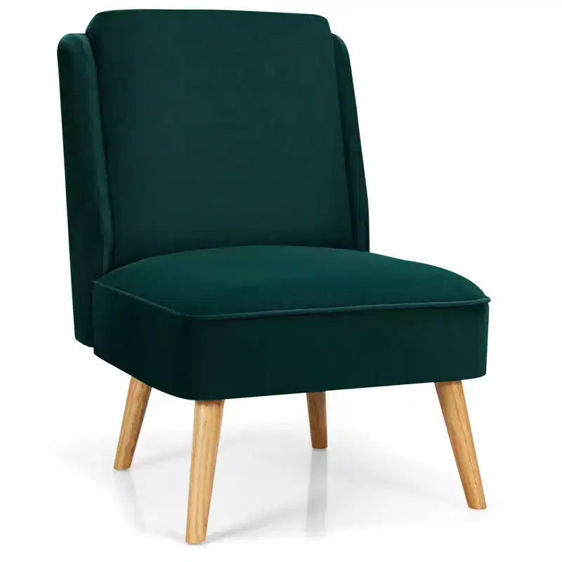 Costway Lot de 2 fauteuils d'appoint en velours, fauteuil simple, fauteuil de loisirs avec cadre en bois