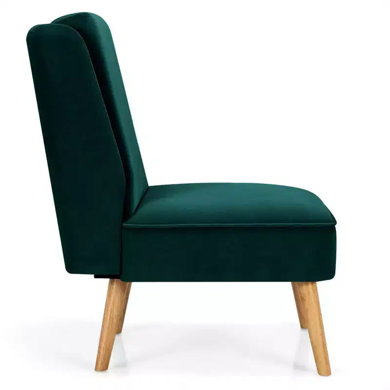 Costway Lot de 2 fauteuils d'appoint en velours, fauteuil simple, fauteuil de loisirs avec cadre en bois
