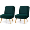 Costway 2PCS Velvet Accent Chair Single Sofa Chair Leisure Chair with Wood Frame
