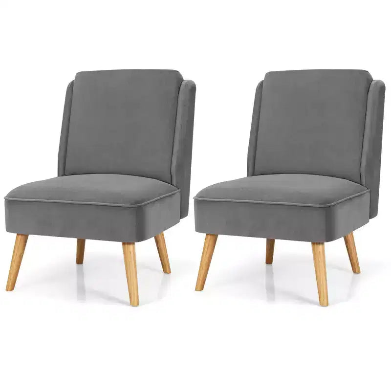 Costway Lot de 2 fauteuils d'appoint en velours, fauteuil simple, fauteuil de loisirs avec cadre en bois