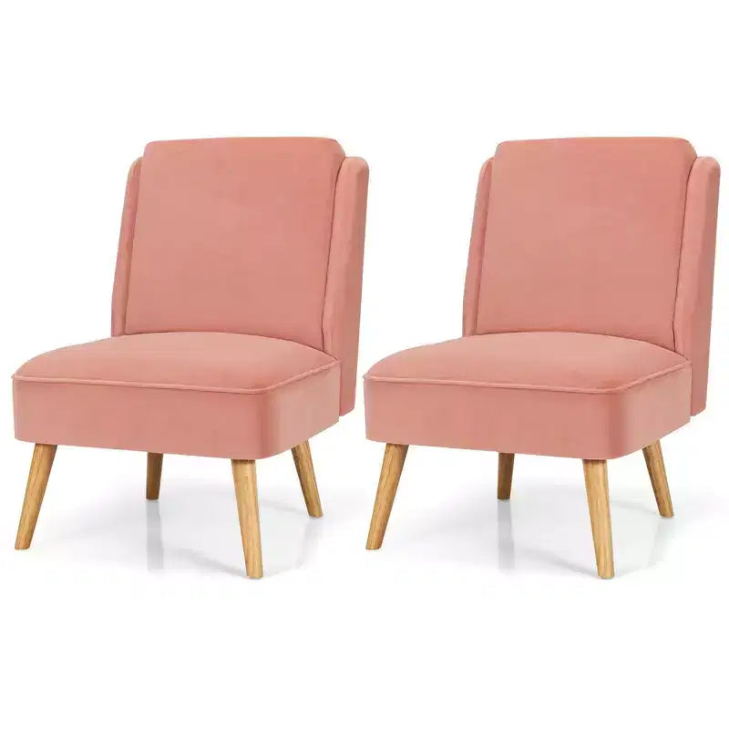 Costway Lot de 2 fauteuils d'appoint en velours, fauteuil simple, fauteuil de loisirs avec cadre en bois