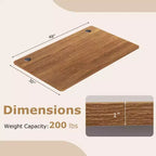 Plateau de table universel Costway pour cadre de bureau standard et debout Noyer