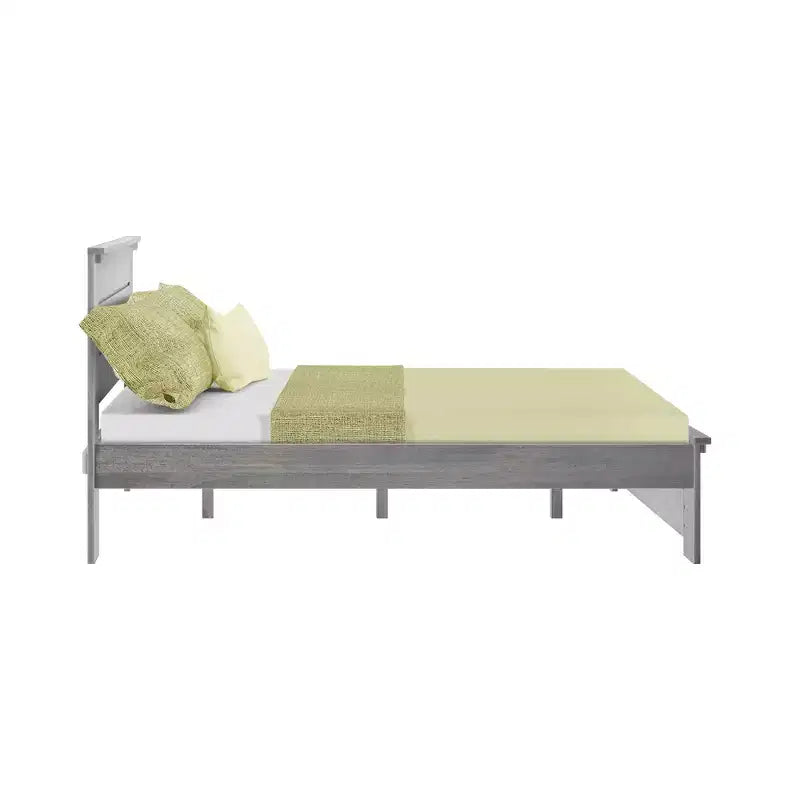 Cadre de lit double Max & Lily avec tête de lit à panneaux, lit plateforme moderne en bois massif style ferme