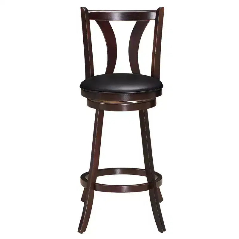 Tabourets de bar pivotants Costway, chaises hauteur bar 75 cm avec pieds en bois d'hévéa