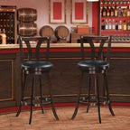 Tabourets de bar pivotants Costway, chaises hauteur bar 75 cm avec pieds en bois d'hévéa