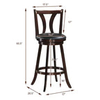 Tabourets de bar pivotants Costway, chaises hauteur bar 75 cm avec pieds en bois d'hévéa