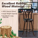 Tabourets de bar pivotants Costway, chaises hauteur bar 75 cm avec pieds en bois d'hévéa