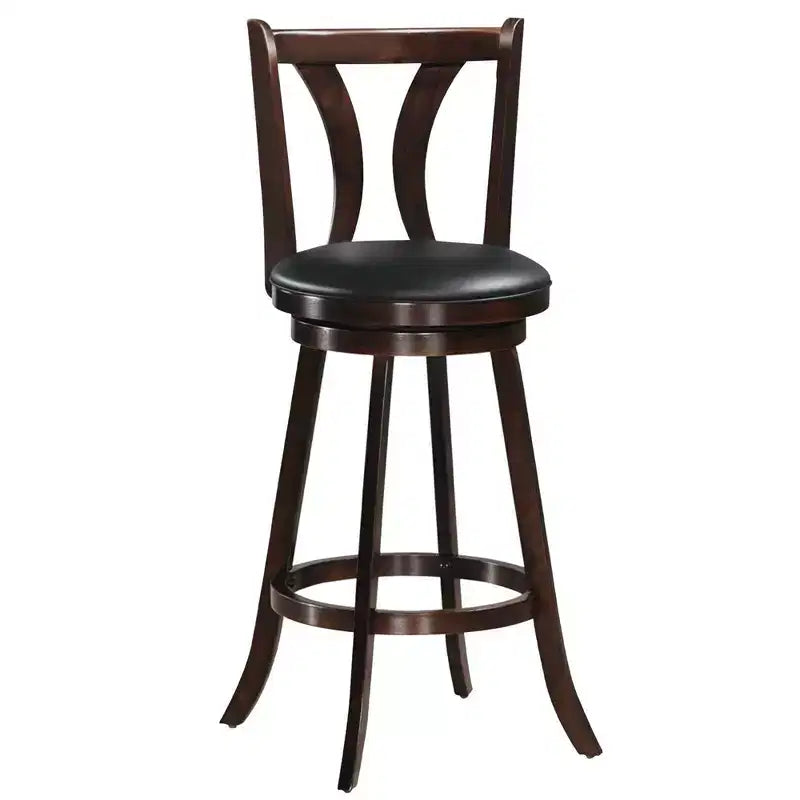 Tabourets de bar pivotants Costway, chaises hauteur bar 75 cm avec pieds en bois d'hévéa