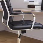 Chaise de bureau ergonomique Merrick Lane à dossier haut avec accoudoirs rembourrés en métal, chaise de bureau pivotante de direction