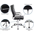 Chaise de bureau ergonomique Merrick Lane à dossier haut avec accoudoirs rembourrés en métal, chaise de bureau pivotante de direction