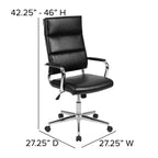 Chaise de bureau ergonomique Merrick Lane à dossier haut avec accoudoirs rembourrés en métal, chaise de bureau pivotante de direction