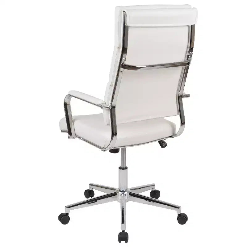 Chaise de bureau ergonomique Merrick Lane à dossier haut avec accoudoirs rembourrés en métal, chaise de bureau pivotante de direction