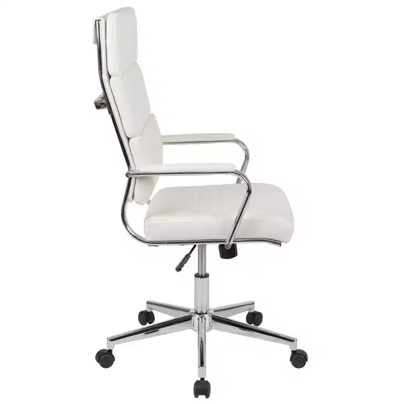 Chaise de bureau ergonomique Merrick Lane à dossier haut avec accoudoirs rembourrés en métal, chaise de bureau pivotante de direction
