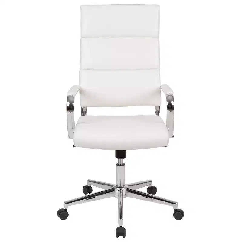 Chaise de bureau ergonomique Merrick Lane à dossier haut avec accoudoirs rembourrés en métal, chaise de bureau pivotante de direction