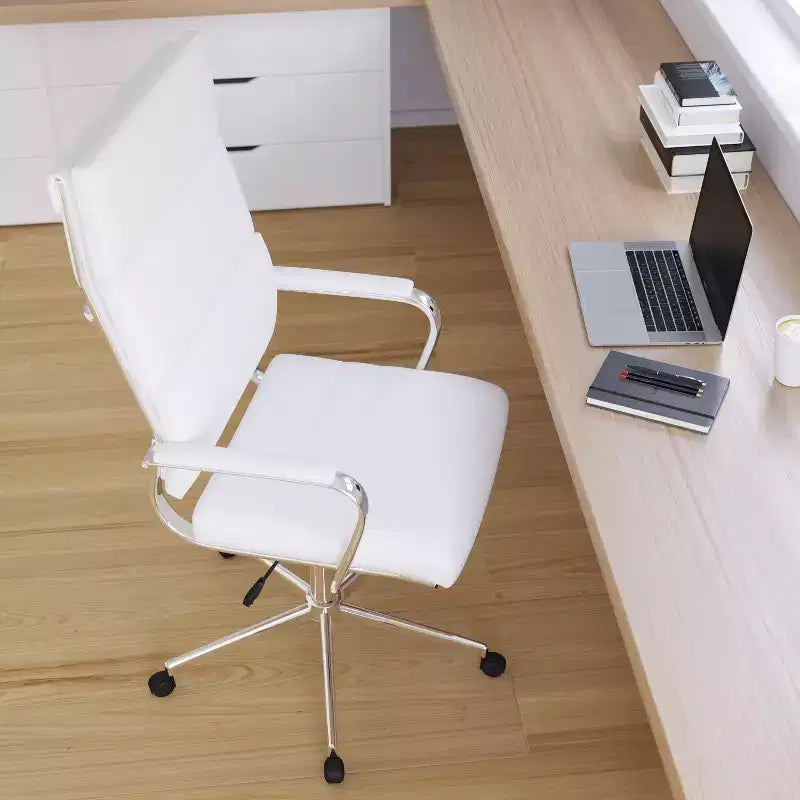 Chaise de bureau ergonomique Merrick Lane à dossier haut avec accoudoirs rembourrés en métal, chaise de bureau pivotante de direction