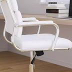 Chaise de bureau ergonomique Merrick Lane à dossier haut avec accoudoirs rembourrés en métal, chaise de bureau pivotante de direction